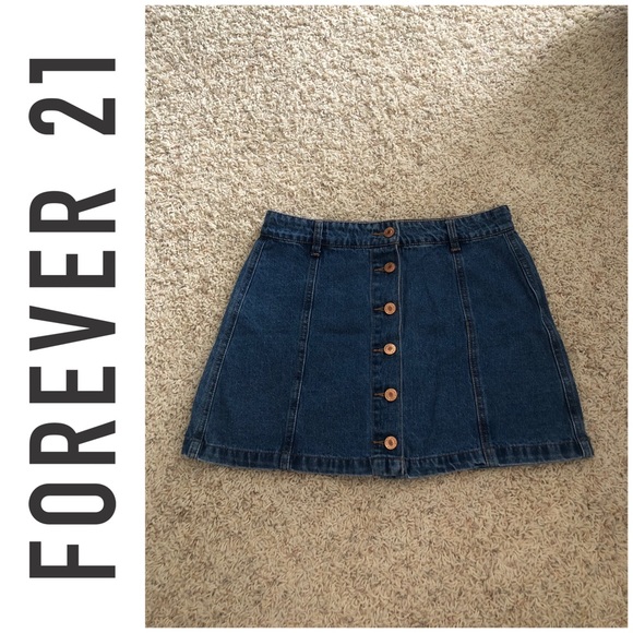 Forever 21 Button-up Jean Skirt - Picture 1 of 4